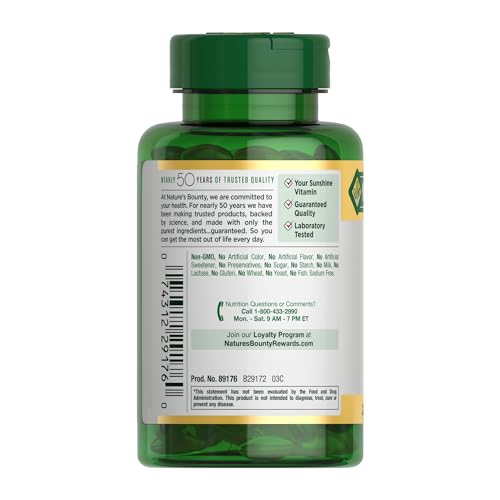 Nature's Bounty Vitamin D3, Immune Support, 125 mcg (5000iu), Rapid Release Softgels, 240 Ct