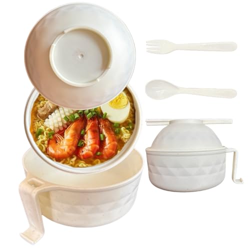 Microwave Ramen Noodle Bowl with Strainer and Lid