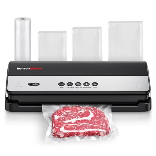 Bonsenkitchen Vacuum Sealer Machine with Bags and Cutter