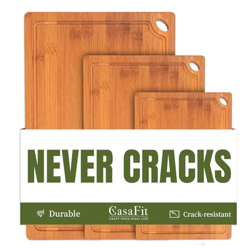 3 Piece Organic Bamboo Cutting Board Set