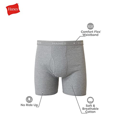 Hanes Men Hanes Boxer Briefs, Cool Dri Moisture-Wicking Underwear, Cotton No-Ride-up for Men, 12 Pack - Black