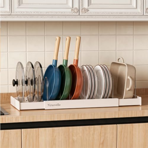 Expandable Pots and Pans Organizer Rack with Dividers