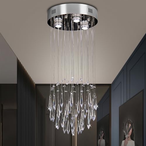 Crystal Chandelier Flush Mount Ceiling Light, 11.8"x28.4"