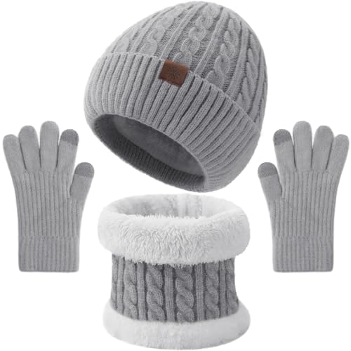 3 Piece Kids Fleece Lined Winter Hat Set