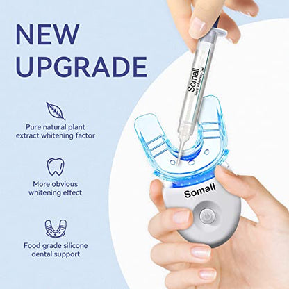 Somall Teeth Whitening Kit - 2024 Newest The Smart Teeth Whitening LED Light System,35% Carbamide Peroxide, (3) 3ml Gel Syringes, (1) Remineralization Desensitizing Gel, and Tray.