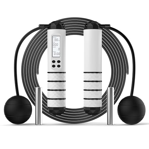 IOVFIT Adjustable Workout Jump Rope with Calorie Counter | Tangle-Free, Rapid Speed Skipping Rope for Fitness, Gym | Ideal for Women, Men, Kids | 9.85ft