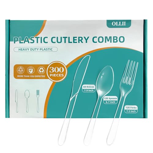 300 Count Heavy Duty Disposable Plastic Silverware Set