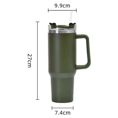 40oz Insulated Travel Mug with Handle & Straw