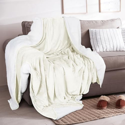 Utopia Bedding Sherpa Queen Blanket - Ivory 90x90