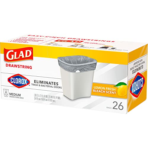 Glad Lemon Fresh Drawstring Trash Bags, 26 Ct