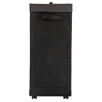 Household Essentials Narrow Collapsible Laundry Hamper with Liner and Lid, Black HE1059