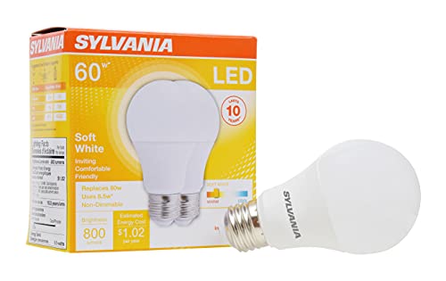 2 Pack SYLVANIA LED 60W Equivalent Light Bulbs