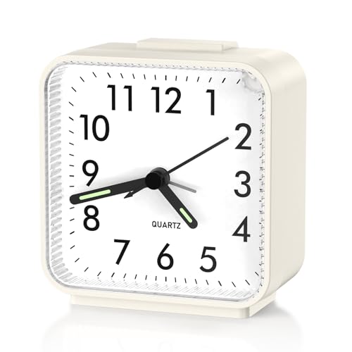 Analog Travel Alarm Clock with Night Light and Snooze