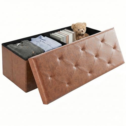 43-Inch Foldable Storage Ottoman Bench