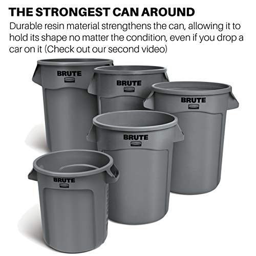 Rubbermaid Commercial Products BRUTE Heavy-Duty Round Trash/Garbage Can with Venting Channels, 44-Gallon, Black, Waste Container for Landscapers/Construction/Restaurants/Warehouses/Home, Pack of 3