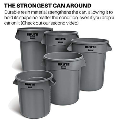Rubbermaid Commercial Products BRUTE Heavy-Duty Round Trash/Garbage Can with Venting Channels, 44-Gallon, Black, Waste Container for Landscapers/Construction/Restaurants/Warehouses/Home, Pack of 3
