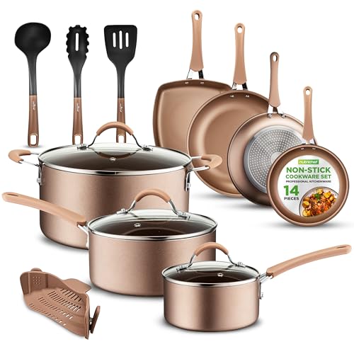 14 Piece Nonstick Cookware Set with Pots and Pans