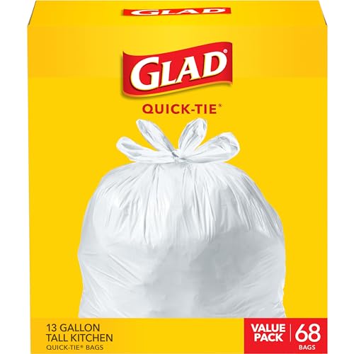 68 Count Glad Tall Kitchen Trash Bags Quick-Tie