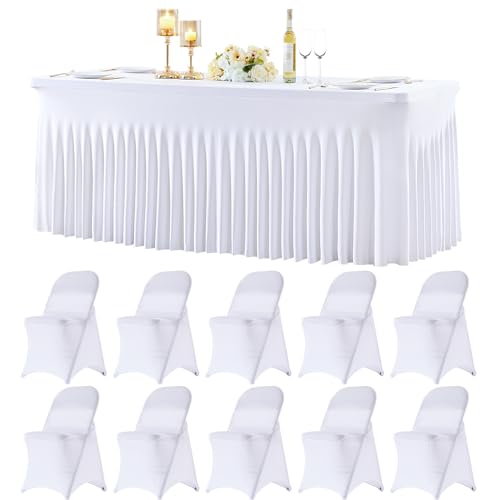 11 Piece Spandex Table Skirt and Chair Cover Set