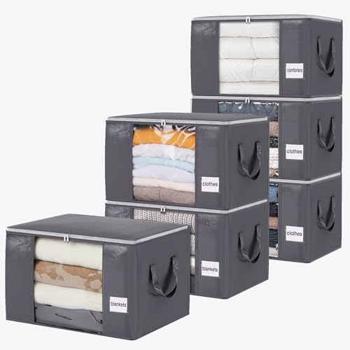 6 Pack 60L Clothes Storage Bags Organizers
