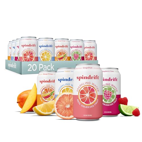 20 Pack Spindrift Sparkling Water Variety, Real Fruit