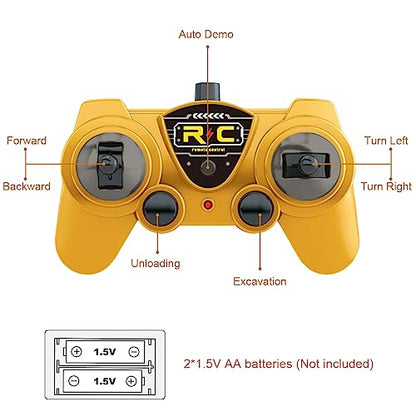 Leopmase Remote Control Truck Excavator Toy, RC Truck Excavator with Lights and Sounds, 2.4Ghz 7 Channel Remote Control Construction Vehicle Toy for Toddlers Boys Girls Birthday Gifts