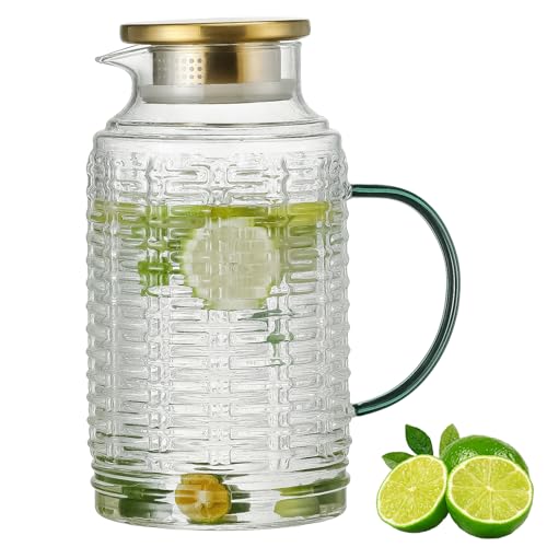 68 oz Heat Resistant Glass Water Pitcher with Lid