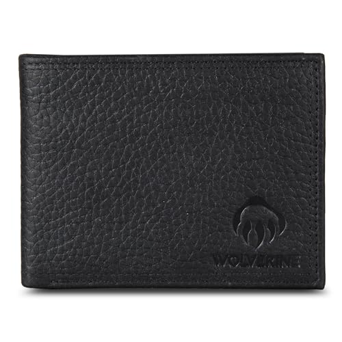 WOLVERINE Men's RFID Blocking Rugged Bifold & Passcase Wallets (Avail in Cotton Canvas Or Leather), Marquette-Black, One Size