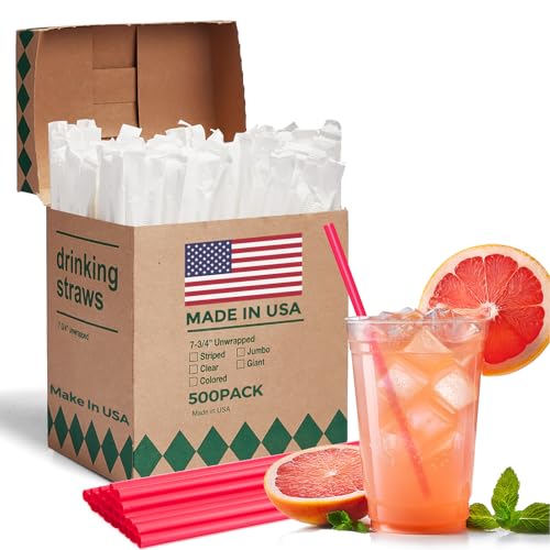 500 Pack Disposable Plastic Drinking Straws 7.75 Inch