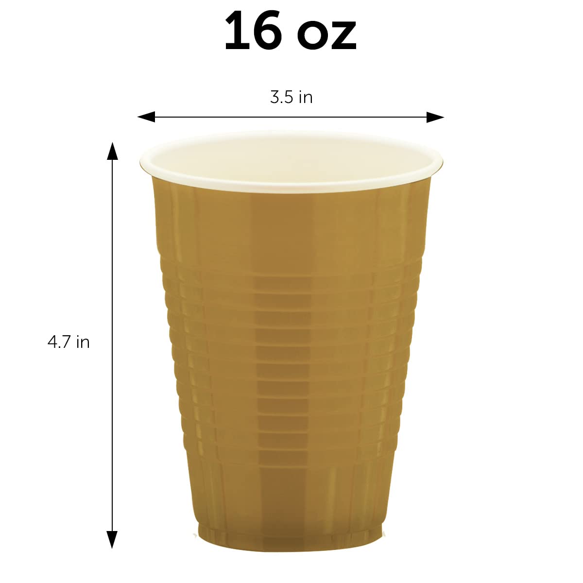 Golden 16 oz Plastic Party Cups, 80 Pack