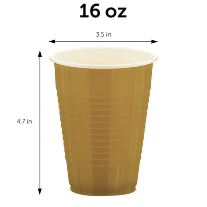 Golden 16 oz Plastic Party Cups, 80 Pack