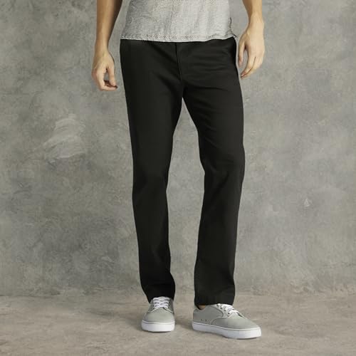 Lee Men's Extreme Motion Flat Front Slim Straight Pant Black 31W x 30L