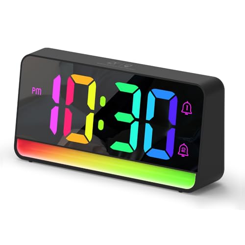 7-Inch RGB Dual Alarm Clock with USB Charging