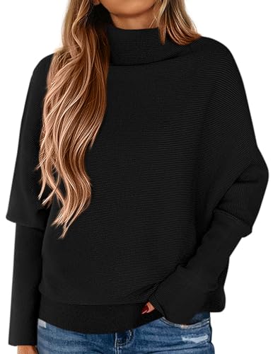 Batwing Sleeve Loose Knit Turtleneck Sweater for Women (6 Colors)