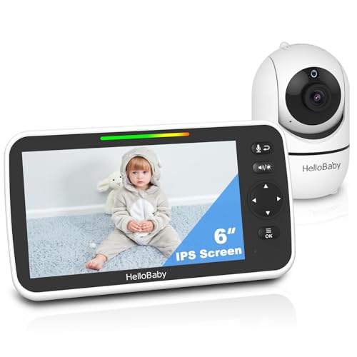 HelloBaby 6" Split-Screen Video Baby Monitor Camera Audio