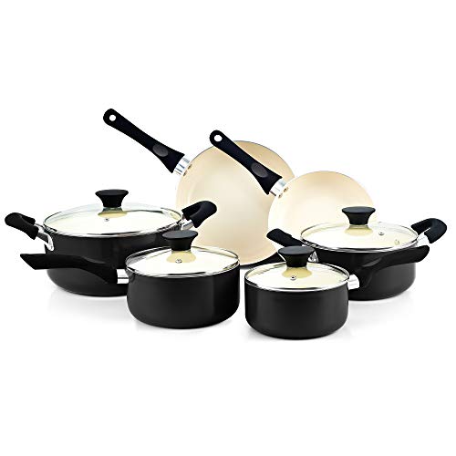 10 Piece Nonstick Ceramic Cookware Pots and Pans Set