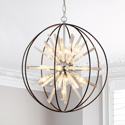 10-Light 22" Globe Crystal Sputnik Chandelier Fixture