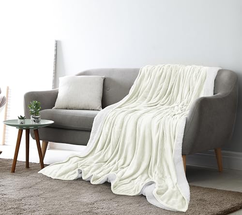 Utopia Bedding Sherpa Queen Blanket - Ivory 90x90