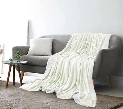 Utopia Bedding Sherpa Queen Blanket - Ivory 90x90