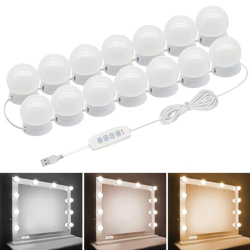 14 Bulb LED Vanity Mirror Lights, Dimmable Stick-On