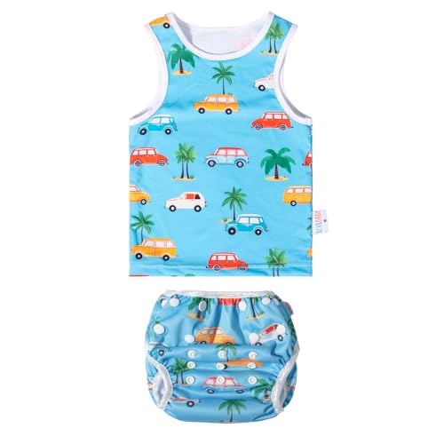 ALVABABY Toddler Swim Diaper Set with Matching Top