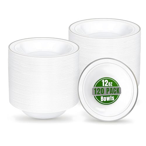 120 Pack Heavy Duty 12oz Disposable Plastic Bowls