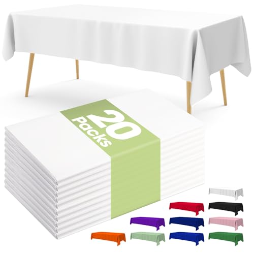 20 Pack Plastic Disposable Tablecloths 54 x 108 Inch