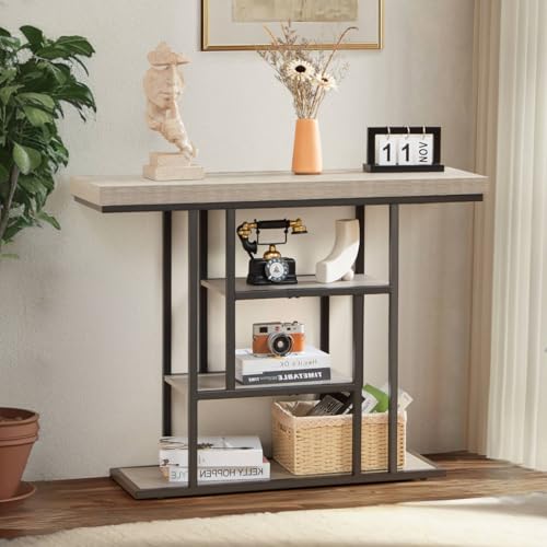 42-Inch Industrial 4-Tier Narrow Console Table