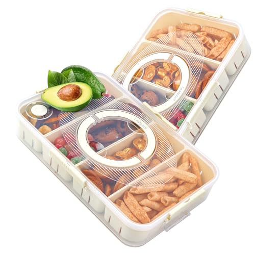 2 Pack Divided Snack Box Containers with Lids