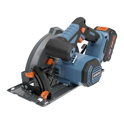 SENIX 20V Max 7-1/4" Circular Saw for Wood Cutting | Cordless Circular Saw with 4.0Ah Battery & Charger | 4200RPM Brushless Motor, LED Light, 55° Bevel | Storage Bag Included (PSCX2-M3)