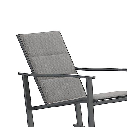 Flash Furniture Brazos Set of 2 Gray Outdoor Rocking Chairs with Flex Comfort Material and Black Metal Frame,Gray/Black