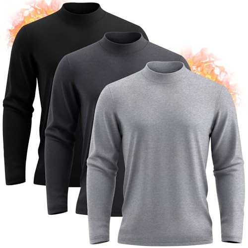 3 Pack Thermal Mock Neck Long Sleeve Shirts