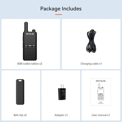Retevis Mini Rechargeable Walkie Talkies 2 Pack