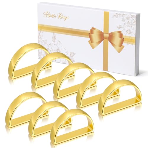 8 Pack Metal Napkin Rings Set for Table Decor